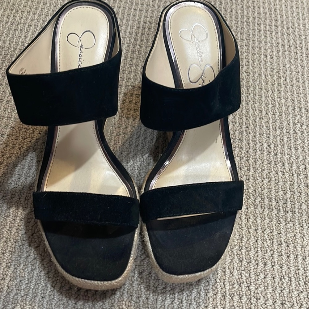Black Wedge Espadrille Sandal